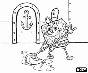 malvorlagen SpongeBob den Fußboden schrubben ausmalbilder