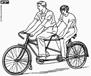 malvorlagen Tandem, ein Zweisitzer-Fahrrad ausmalbilder