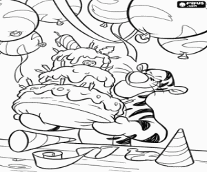 malvorlagen Tigger und einen Geburtstagskuchen ausmalbilder