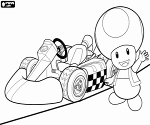 malvorlagen Toad und ein Kart, Mario Bros ausmalbilder