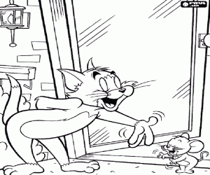malvorlagen Tom und Jerry vor der Tür ausmalbilder