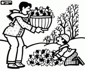 malvorlagen Trockene Blätter Sammlung im Herbst ausmalbilder