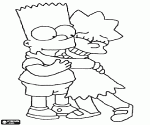 malvorlagen Umarmung von Bart und Lisa Simpson ausmalbilder
