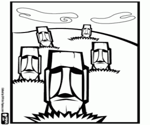 malvorlagen Unvollständige Moais, Rapa Nui-Park ausmalbilder