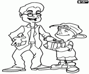 malvorlagen Vater Erhalt eines Geschenkes von seinem Sohn ausmalbilder