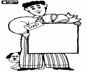 malvorlagen Ein Vater mit sein Hund und Geschenk ausmalbilder