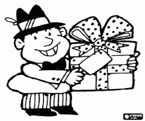 malvorlagen Ein Vater mit Hut und Geschenk ausmalbilder