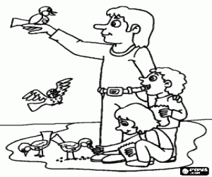 malvorlagen Vater mit seinen Söhnen im park ausmalbilder