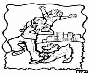 malvorlagen Vater, Sohn und Hund im park ausmalbilder