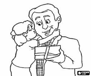 malvorlagen Vater von Tochter, Kiss und Geschenk ausmalbilder