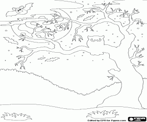 malvorlagen Eine verzauberte Baum an Halloween ausmalbilder