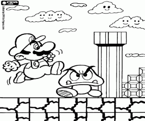 malvorlagen Ein Video-Spiel mit Mario und Goomba ausmalbilder