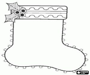 malvorlagen Weihnachten-Socke mit Stechpalme ausmalbilder