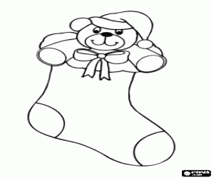 malvorlagen Weihnachten-Socke mit Teddybär ausmalbilder