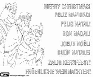 malvorlagen Weihnachtskarte mit die drei Magier ausmalbilder