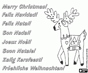 malvorlagen Weihnachtskarte mit einem Rentier ausmalbilder