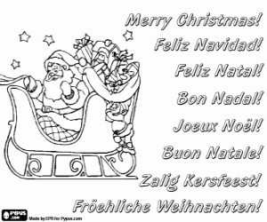 malvorlagen Weihnachtskarte, Santa und Schlitten ausmalbilder