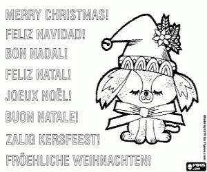 malvorlagen Weihnachtskarte mit einem Welpen ausmalbilder