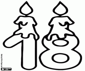 malvorlagen Die Zahl achtzehn mit Kerzen ausmalbilder