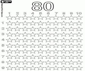 malvorlagen Die Zahl achtzig und Sternen ausmalbilder