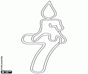 malvorlagen Die Zahl sieben und eine Kerze ausmalbilder