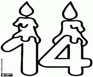 malvorlagen Zahl vierzehn mit Kerzen ausmalbilder