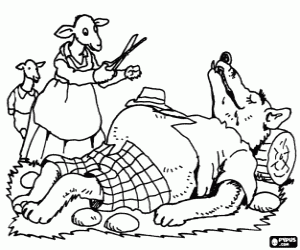 malvorlagen Ziege Mom mit Schere und der wolf ausmalbilder
